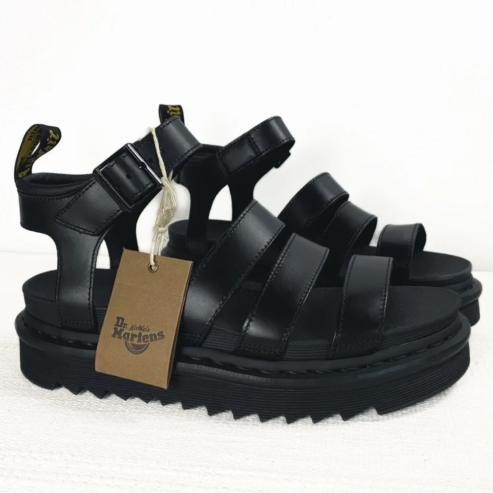 NIB Dr. Martens Blaire Hydro Sandals Black Chunky Strappy Y2K style size 10